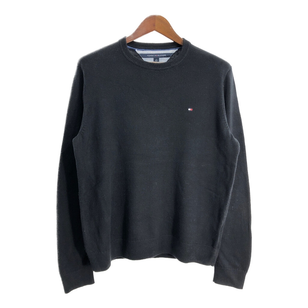 TOMMY HILFIGER トミーヒルフィガー コットン ニット セーター ブラック(メンズ L)中古 古着 T5985拍卖