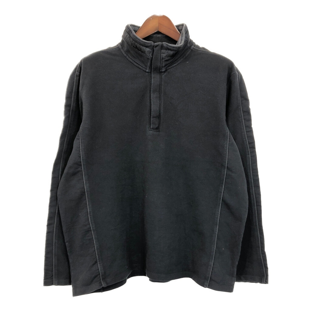 Calvin klein カルバンクライン ハーフジップ スウェット 無地 ブラック(メンズ XXL相当)中古 古着 T6919拍卖