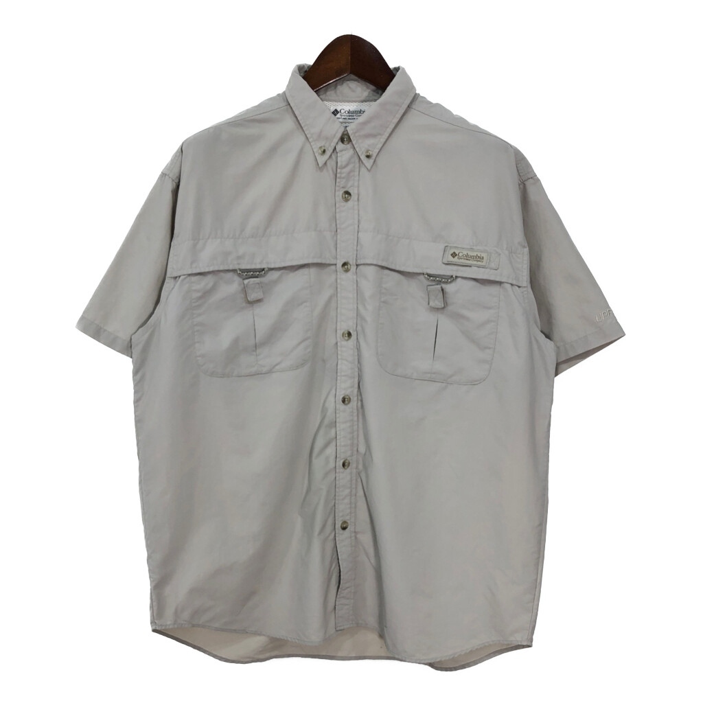 00年代 Columbia コロンビア PFG フィッシングシャツ アウトドア ベージュ(メンズ M)中古 古着 T9674拍卖