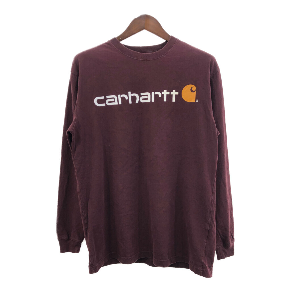 Carhartt カーハート 長袖Tシャツ ロゴ ワインレッド (メンズ M) 中古 古着 Q7084拍卖