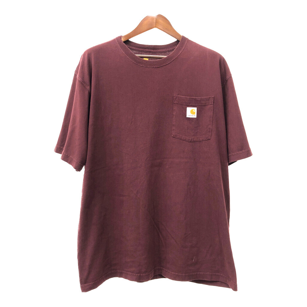 Carhartt カーハート ポケット 半袖Tシャツ ワンポイント ワインレッド (メンズ XL) 中古 古着 Q7414拍卖