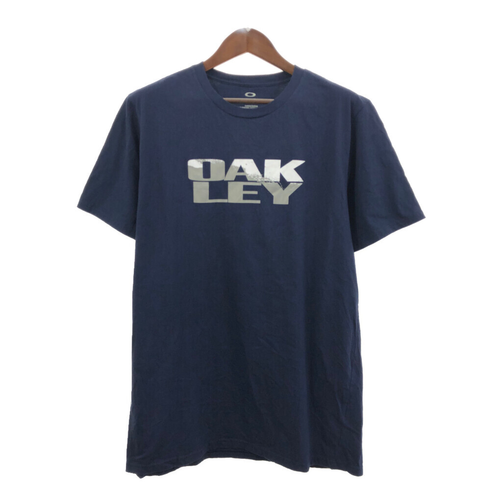 OAKLEY オークリー 半袖Tシャツ ロゴ ネイビー (メンズ XL) Q8087拍卖
