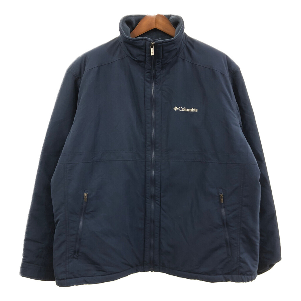 Columbia コロンビア ソフトシェルジャケット アウトドア 大きいサイズ ロゴ ネイビー (メンズ 2XL) 中古 古着 Q8855拍卖