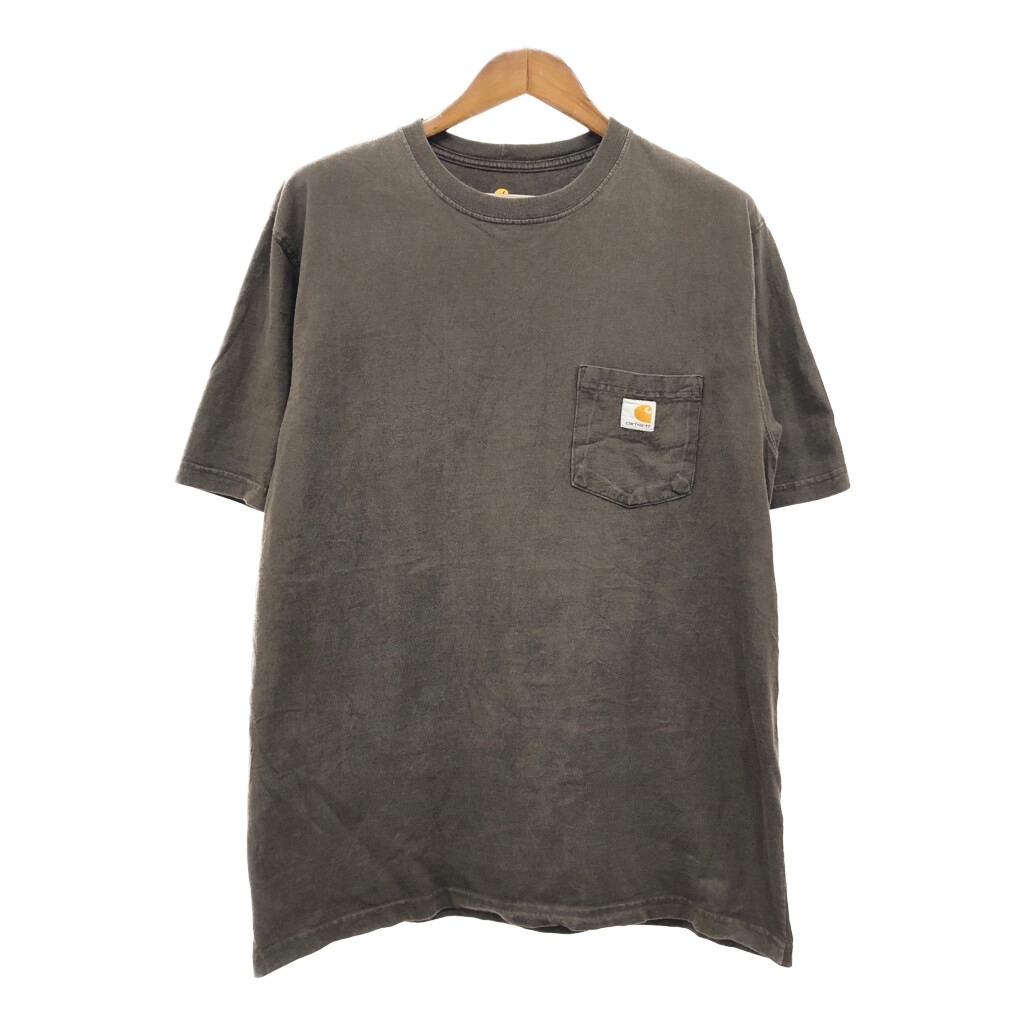 Carhartt カーハート ポケット 半袖Tシャツ ワンポイントロゴ ブラウン (メンズ L) 中古 古着 Q9256拍卖