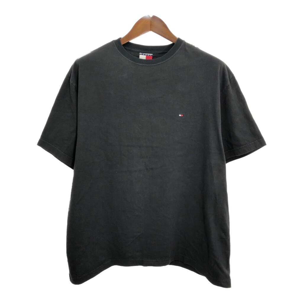00年代 TOMMY HILFIGER トミーヒルフィガー 半袖Tシャツ ワンポイントロゴ ブラック (メンズ L) 中古 古着 Q9274拍卖