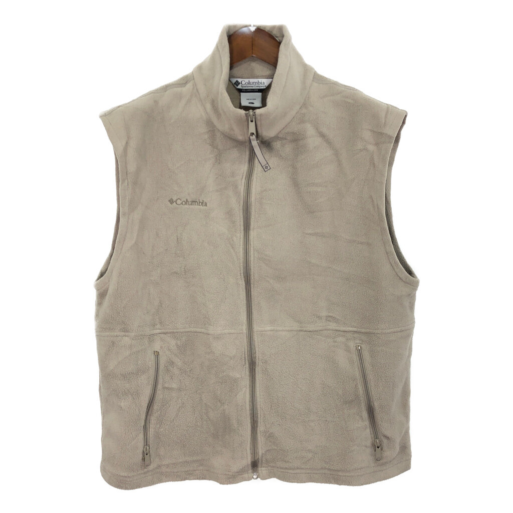 Columbia コロンビア フリース ベスト アウトドア ベージュ (メンズ L) 中古 古着 Q9444拍卖