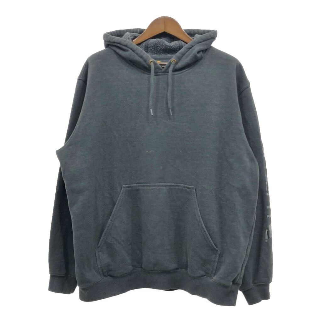 Carhartt カーハート スウェット パーカー 袖プリント グレー (メンズ XL) 中古 古着 Q9578拍卖