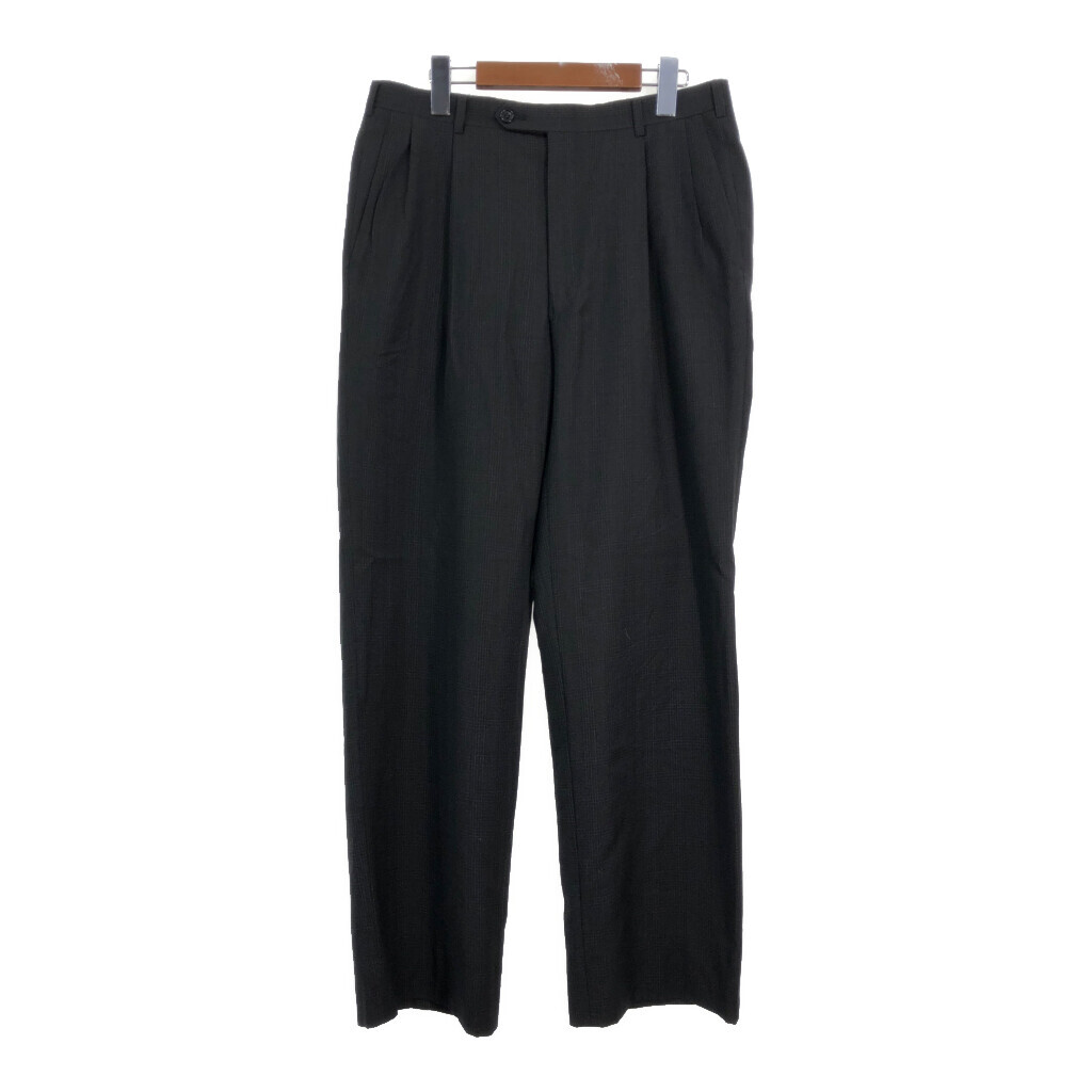 80年代 Christian Dior クリスチャン ディオール 2タック スラックスパンツ チェック グレー (メンズ W30 L30相当) 中古 古着 T3292拍卖