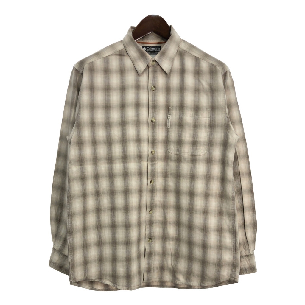 Columbia コロンビア オンブレチェックシャツ アウトドア ベージュ (メンズ M) 中古 古着 T3952拍卖