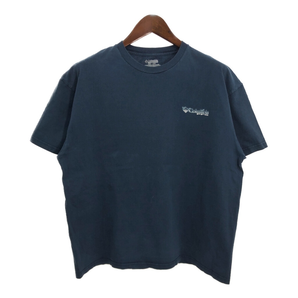 Columbia コロンビア PFG アニマルプリント 魚 半袖Tシャツ ネイビー (メンズ XL) 中古 古着 T4516拍卖