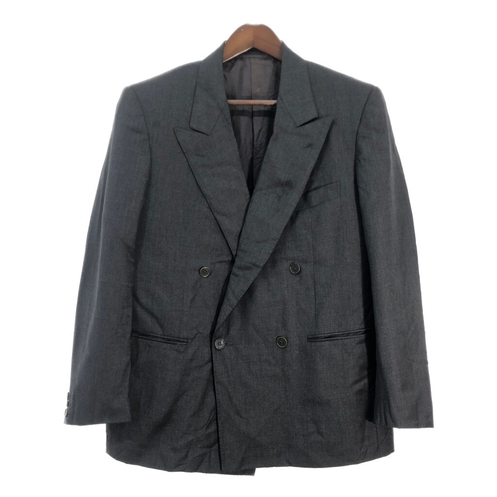 80年代 イタリア製 Christian Dior クリスチャン ディオール ダブルブレスト テーラードジャケット グレー (メンズ 48 R) 中古 古着 T4716拍卖