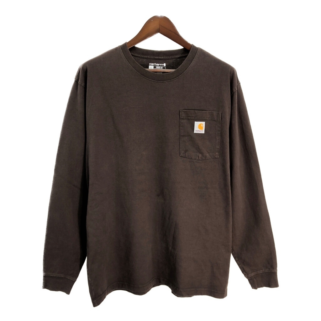 Carhartt カーハート 長袖 ポケットTシャツ ブラウン(メンズ L)中古 古着 T4898拍卖