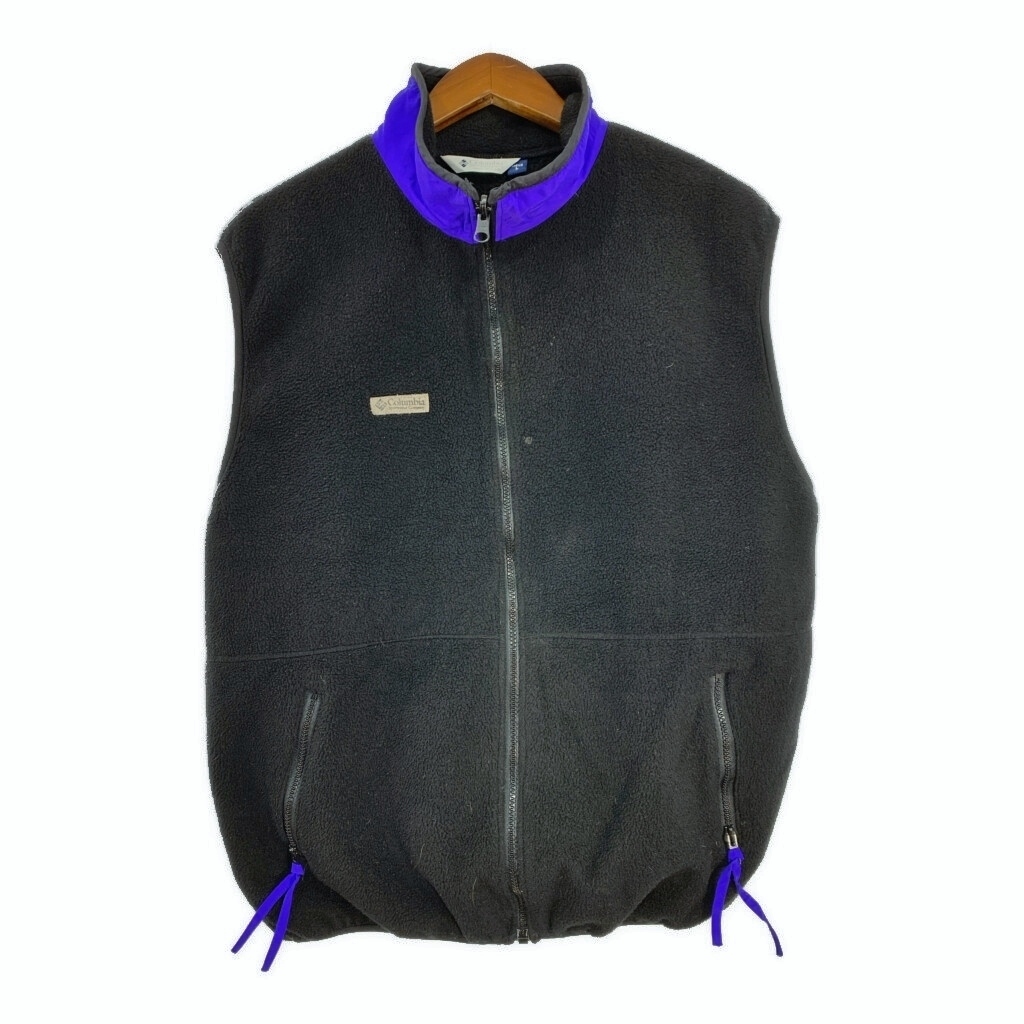 90年代 USA製 Columbia コロンビア フリースベスト アウトドア ブラック (メンズ L) 中古 古着 T1835拍卖