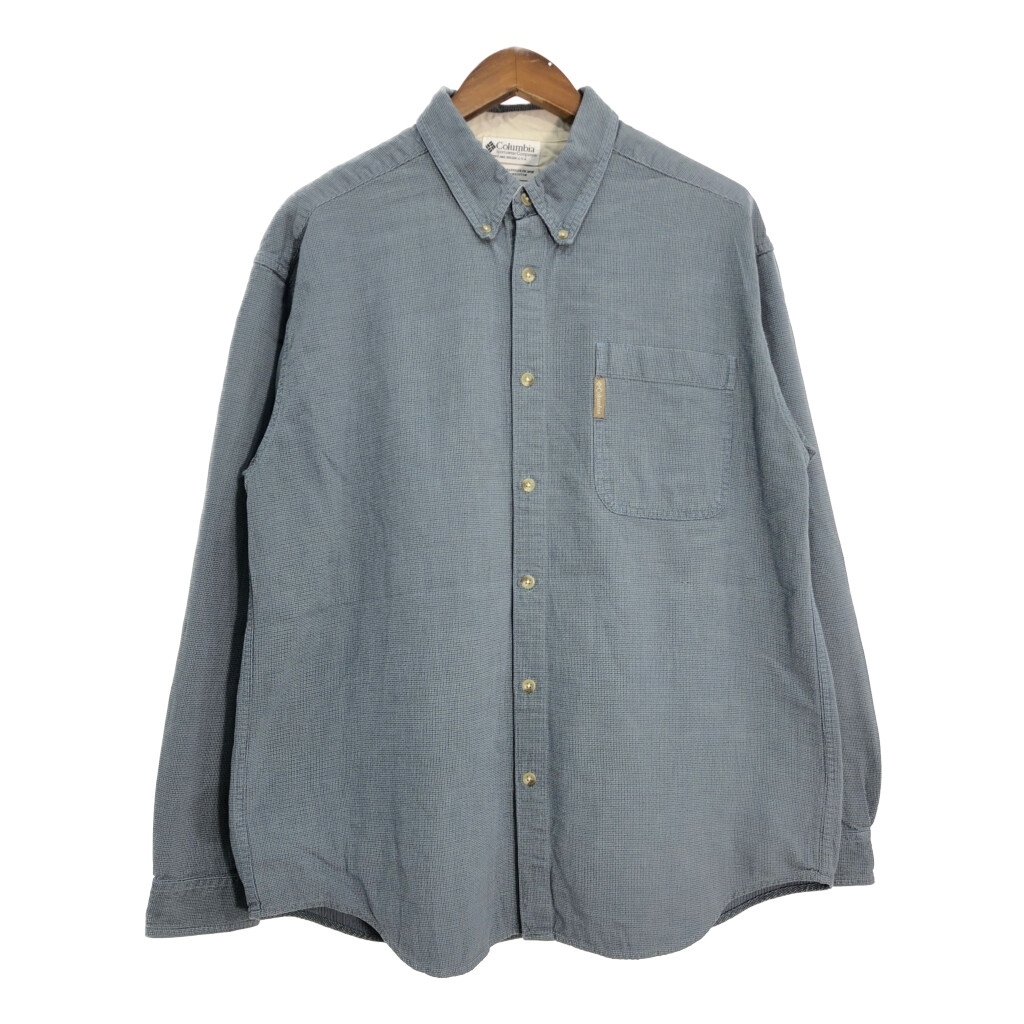 00年代 Columbia コロンビア ボタンダウン 長袖シャツ アウトドア ブルー (メンズ XL) 中古 古着 T2250拍卖
