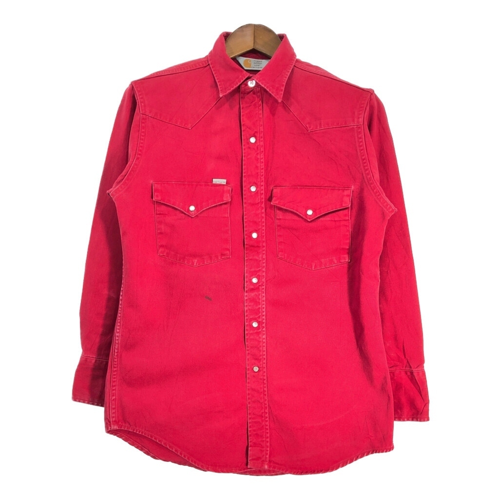 90年代 Carhartt カーハート ウエスタンシャツ レッド (メンズ M相当) 中古 古着 T2496拍卖