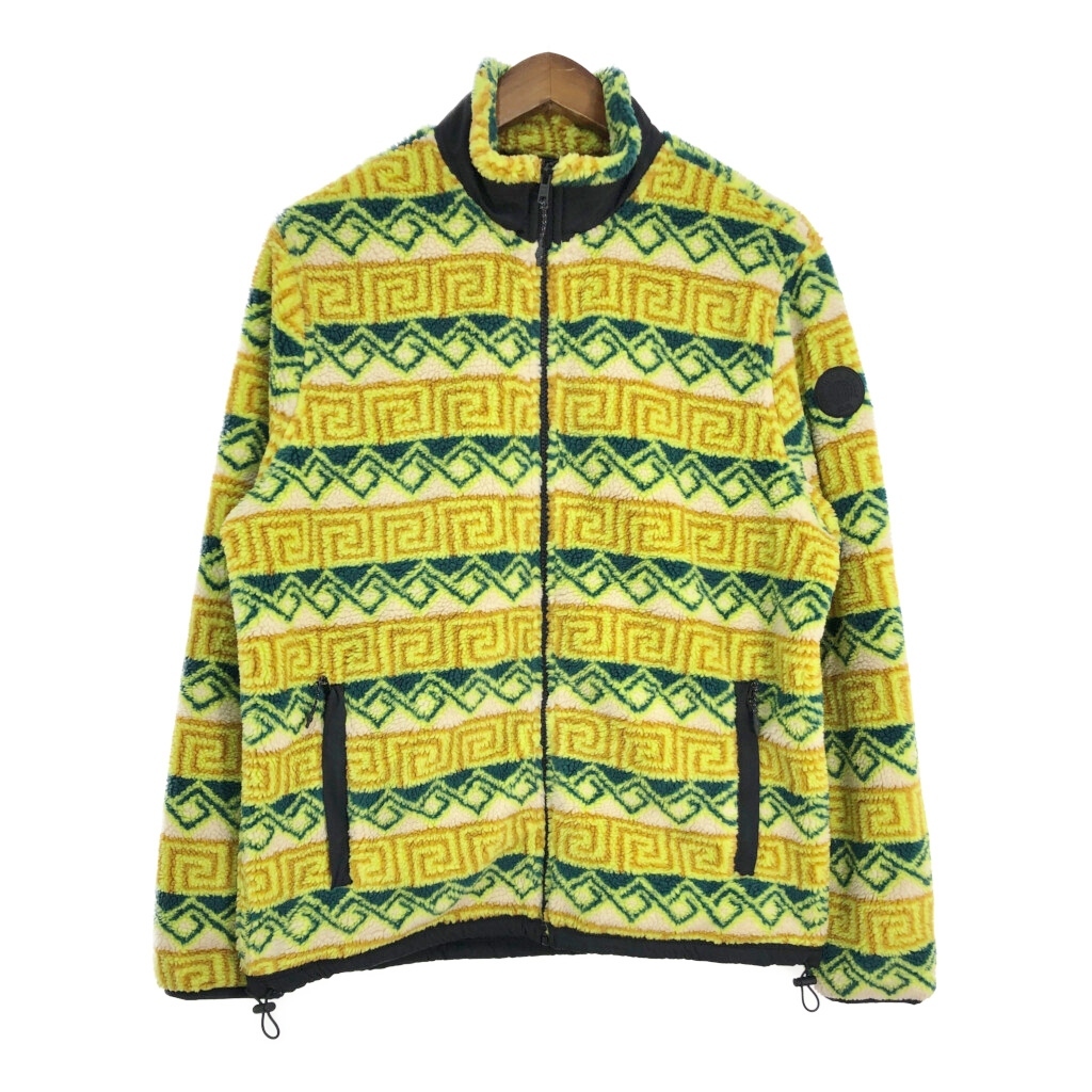 American Eagle アメリカンイーグル フリースジャケット 総柄 イエロー (メンズ L) 中古 古着 S9115拍卖