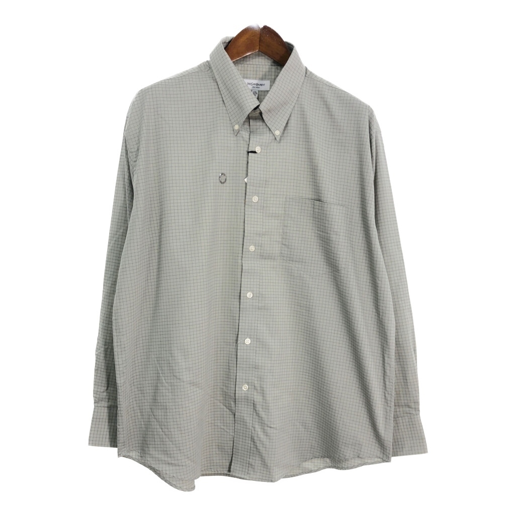 新品タグ付き YVES SAINT LAURENT イヴ サンローラン ボタンダウンシャツ チェック グレー (メンズ 17 1/2) 中古 古着 T0070拍卖