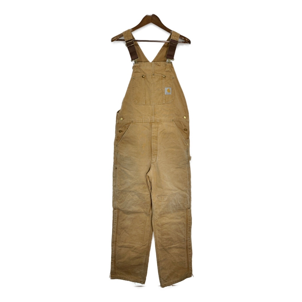 00年代 Carhartt カーハート ダック ダブルニー ビブオーバーオール ブラウン (メンズ W37 L32相当) 中古 古着 T0323拍卖