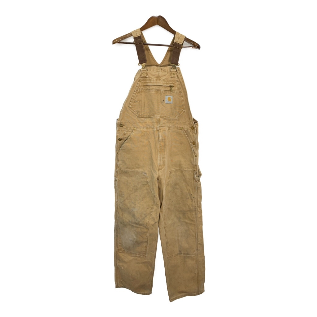 Carhartt カーハート ダック ダブルニー ビブオーバーオール ブラウン (メンズ W37 L29相当) 中古 古着 T0324拍卖