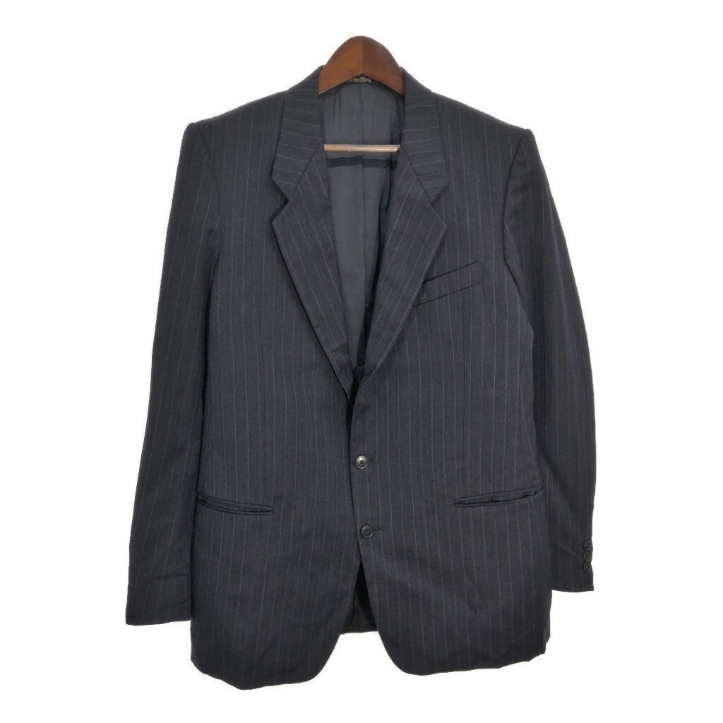 イタリア製 MANI GIORGIO ARMANI ジョルジオ アルマーニ テーラードジャケット ストライプ ネイビー (メンズ L) 中古 古着 T0341拍卖