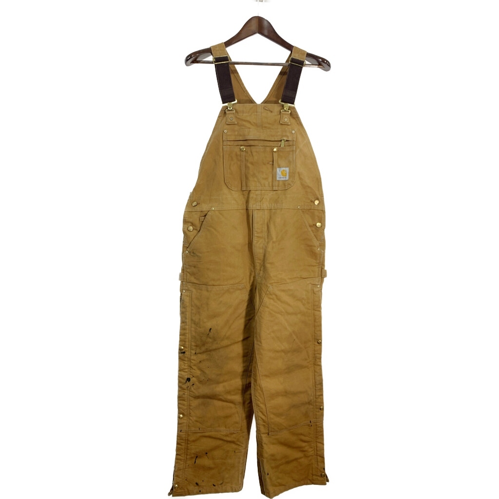 Carhartt カーハート ダック ダブルニー ビブオーバーオール 大きいサイズ ブラウン (メンズ W40 L30) 中古 古着 S6578拍卖