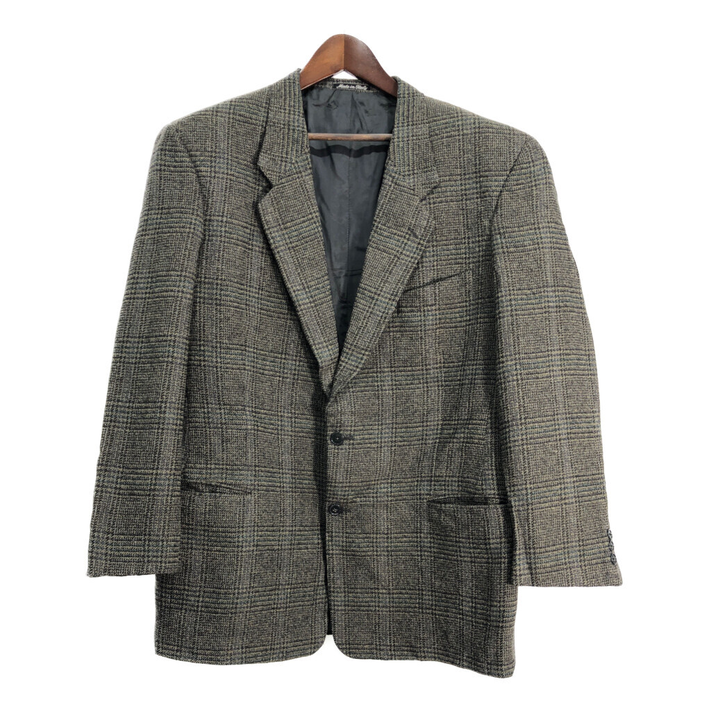 90年代 イタリア製 ARMANI アルマーニ MANI テーラードジャケット チェック ブラウン (メンズ 44 L) 中古 古着 S6693拍卖