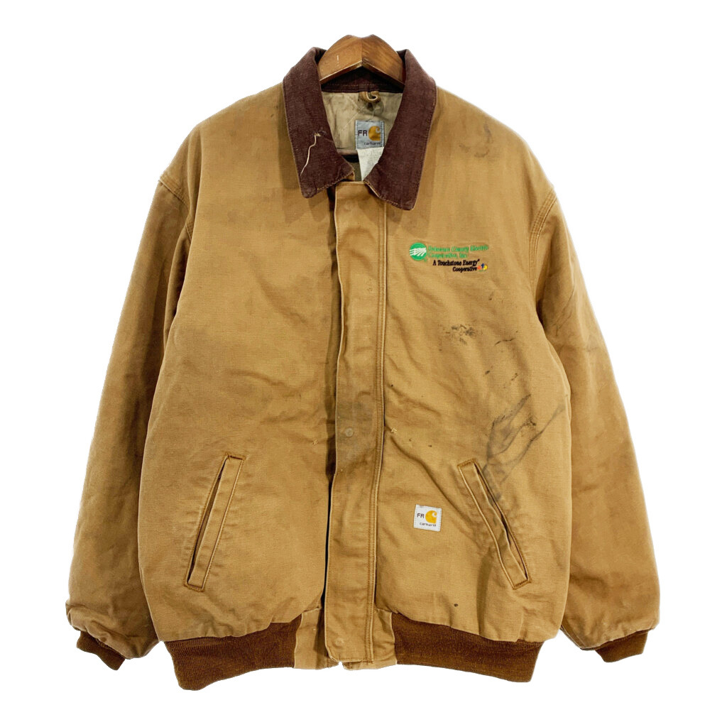 Carhartt FR カーハート ダック ワークジャケット 企業ロゴ ライトブラウン (メンズ XXL相当) 中古 古着 S7746拍卖