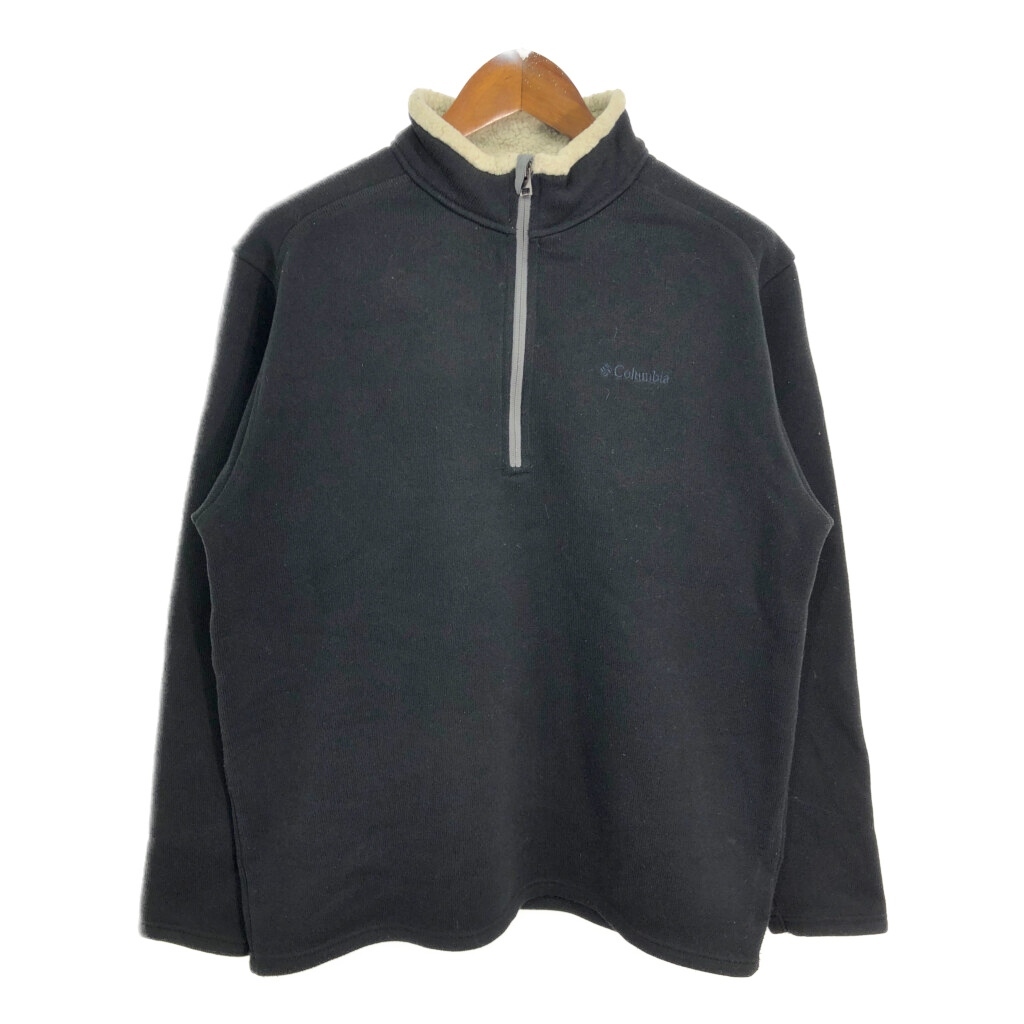 00年代 Columbia コロンビア ハーフジップ フリースジャケット アウトドア ブラック (メンズ XL) 中古 古着 S8540拍卖