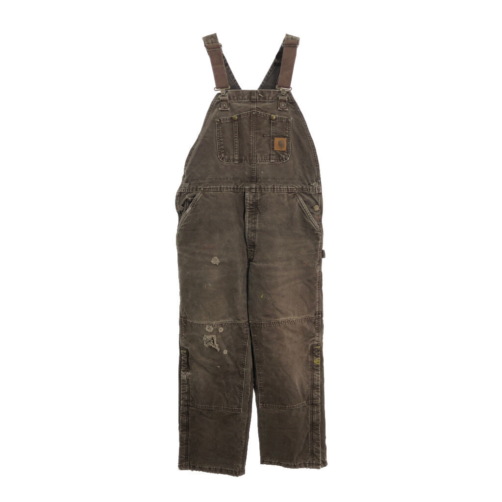 Carhartt カーハート 中綿 ダック ダブルニー オーバーオール ブラウン (メンズ W38L29相当) 中古 古着 S4596拍卖