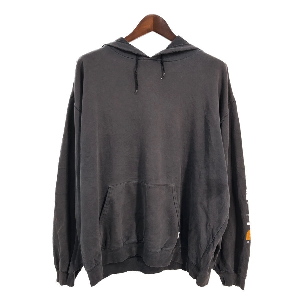 Carhartt カーハート スウェット パーカー 袖プリント 大きいサイズ グレー (メンズ 2XL) 中古 古着 S5201拍卖