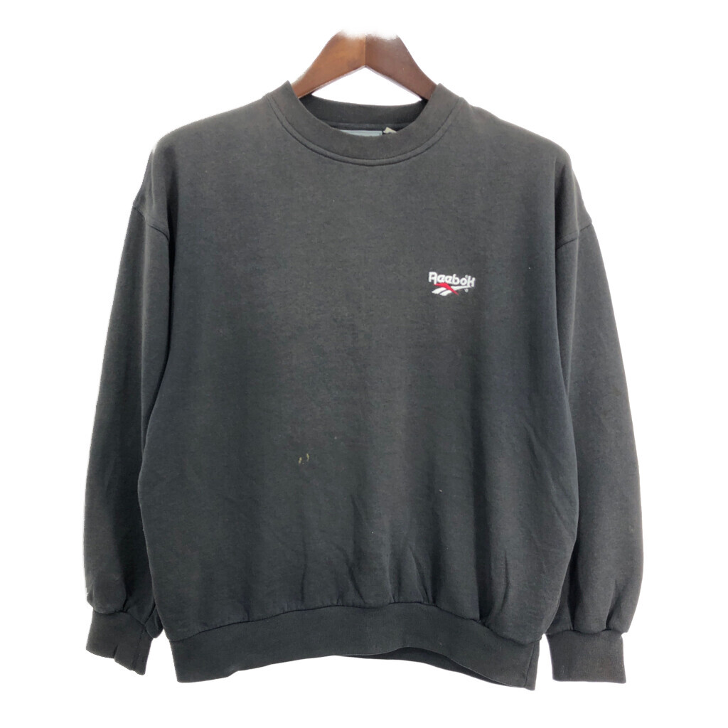 90年代 Reebok リーボック スウェット スポーツ ワンポイントロゴ ブラック (メンズ S) 中古 古着 S6892拍卖