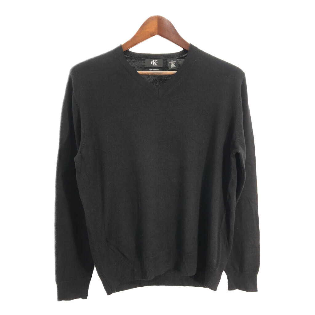 00年代 Calvin klein カルバンクライン Vネック ウール ニット セーター ブラック (メンズ M) 中古 古着 S3659拍卖
