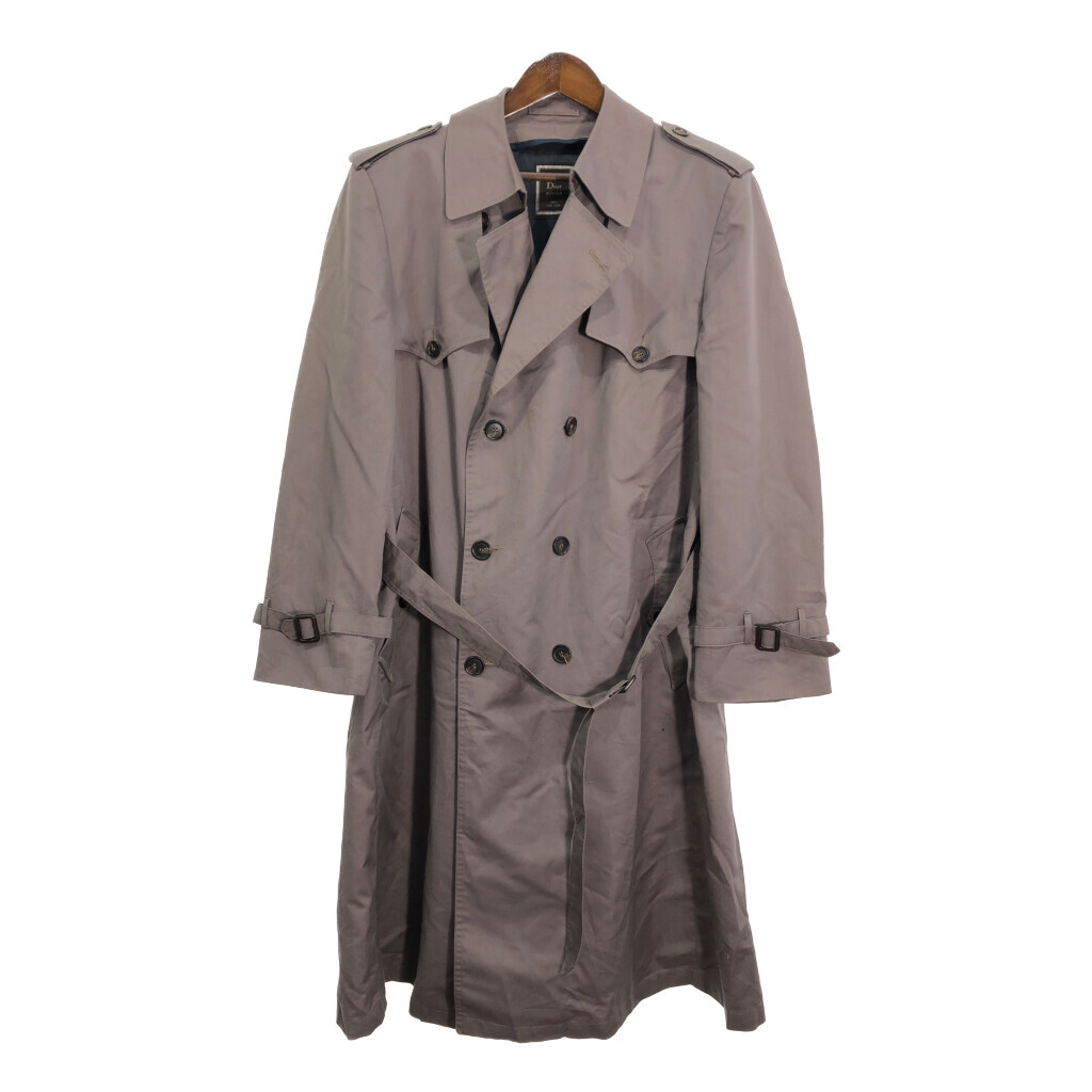90年代 Christian Dior クリスチャン ディオール ダブルブレスト トレンチコート グレー (メンズ 44 R) 中古 古着 R8623拍卖