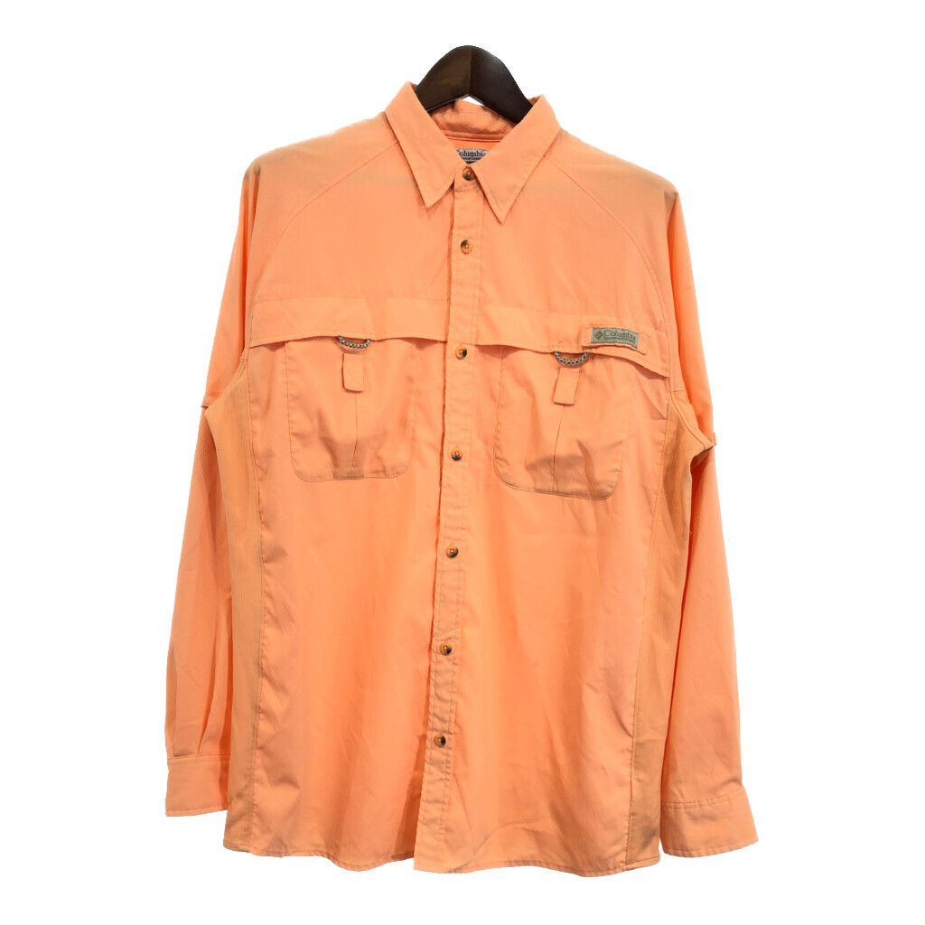 00年代 Columbia コロンビア PFG フィッシングシャツ アウトドア オレンジ (メンズ L) 中古 古着 R9033拍卖
