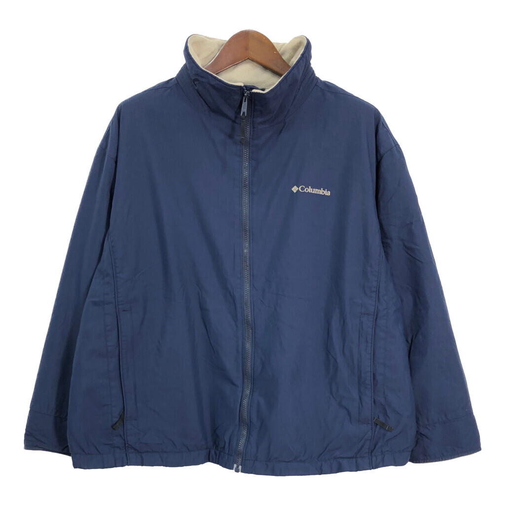 Columbia コロンビア ナイロン フリース ジャケット アウトドア 大きいサイズ ネイビー (メンズ 2XL) 中古 古着 R9777拍卖