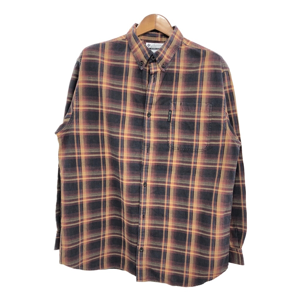 Columbia コロンビア ボタンダウン 長袖シャツ アウトドア チェック ブラック (メンズ XL) 中古 古着 S0758拍卖