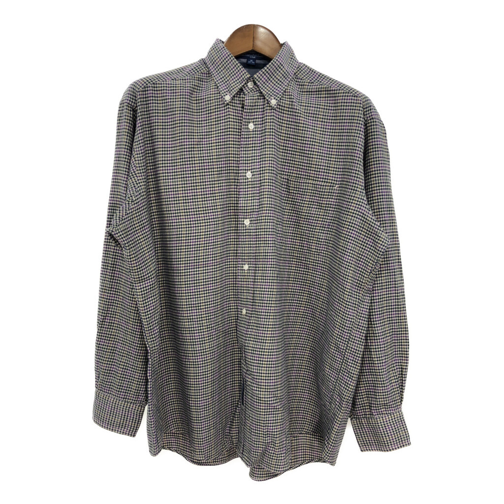 90年代 TOMMY HILFIGER トミーヒルフィガー ボタンダウン 長袖シャツ チェック マルチカラー (メンズ 16) 中古 古着 S0798拍卖