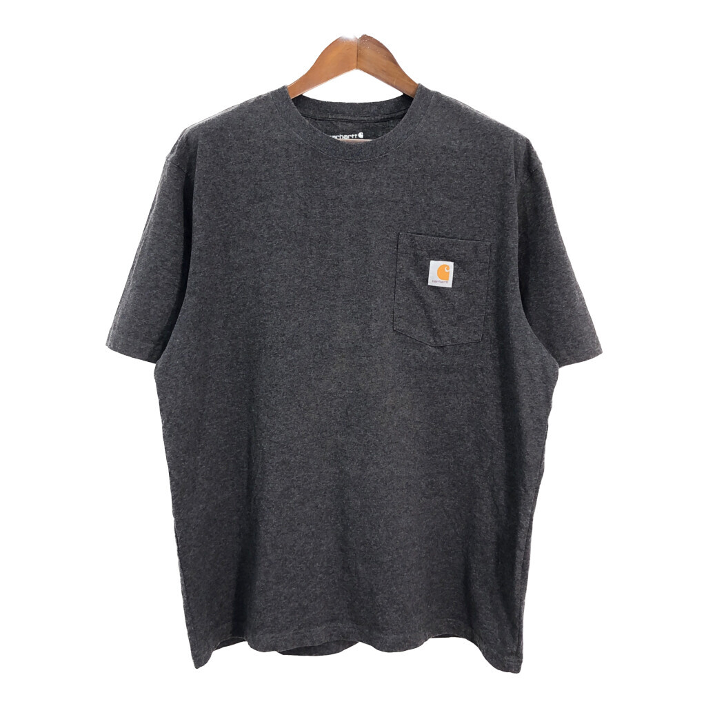 Carhartt カーハート ポケットTシャツ ワンポイントロゴ グレー (メンズ L) 中古 古着 R5613拍卖