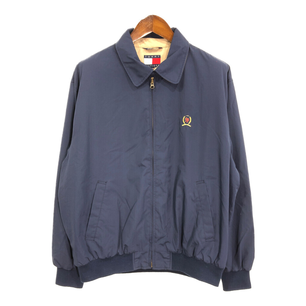 90年代 TOMMY HILFIGER トミーヒルフィガー スイングトップ ネイビー (メンズ L) 中古 古着 R6068拍卖