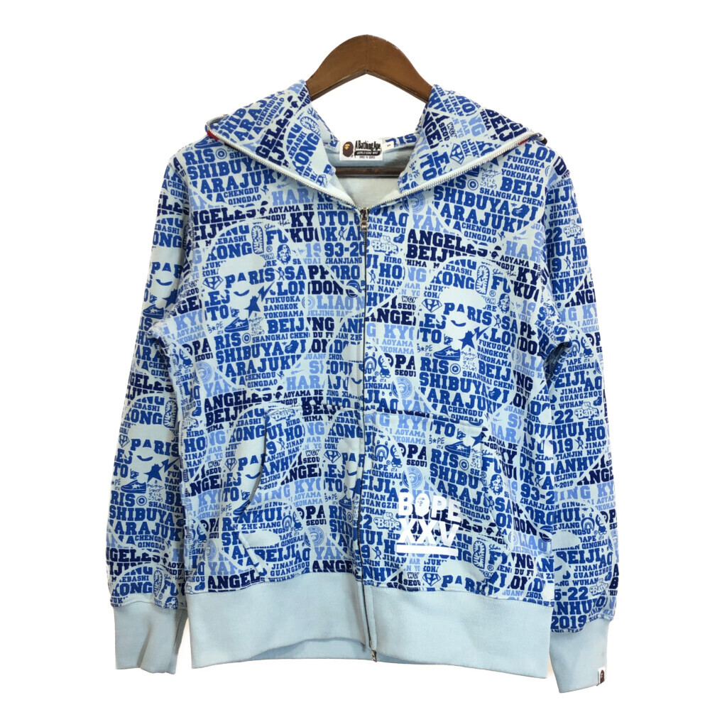 A BATHING APE アベイシングエイプ パーカー 総柄 ライトブルー (メンズ S) 中古 古着 R6988拍卖
