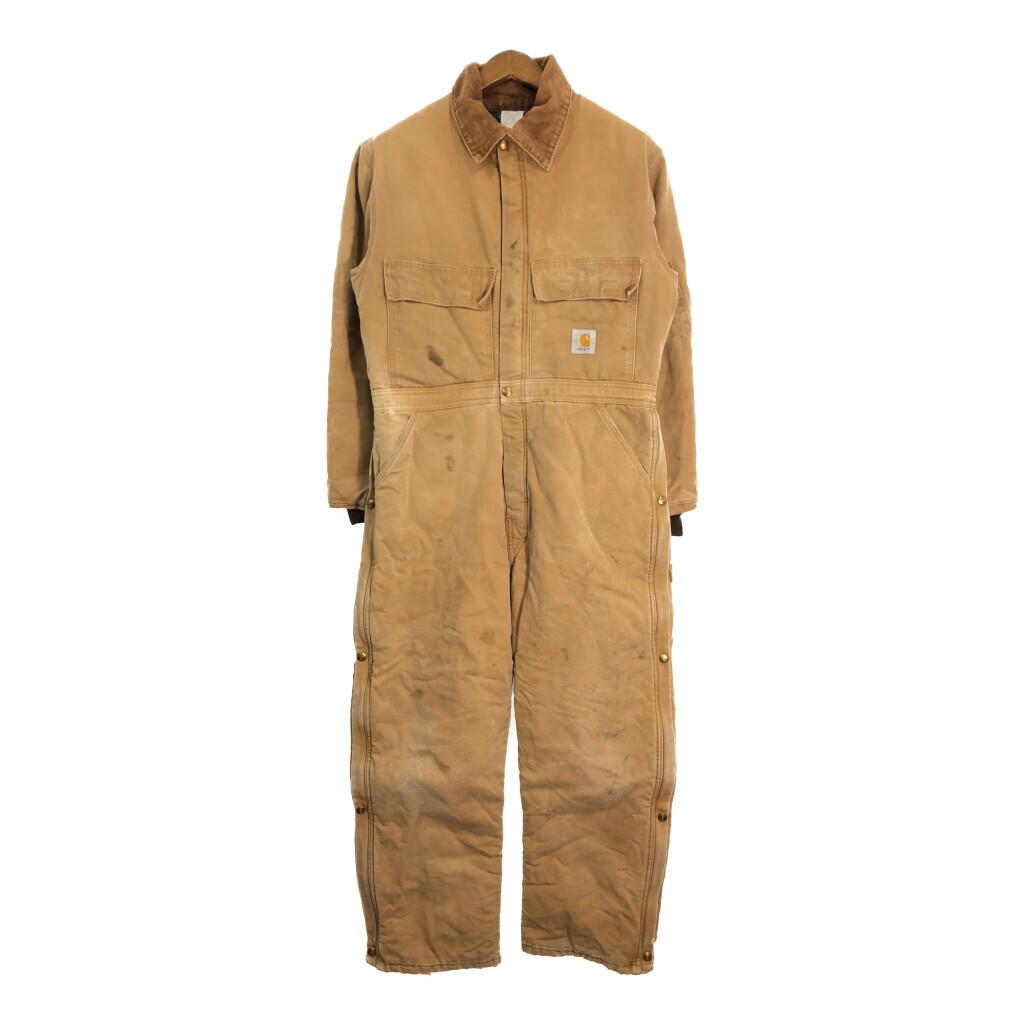 90年代 Carhartt カーハート ダック オールインワン ワーク ライトブラウン (メンズ 42 S) 中古 古着 R7109拍卖
