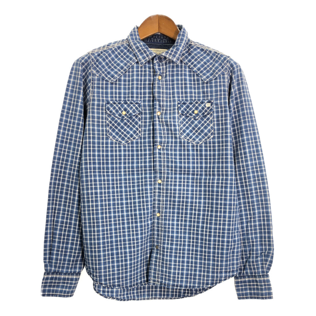 DIESEL ディーゼル ウエスタンシャツ チェック ブルー (メンズ S相当) 中古 古着 R7411拍卖