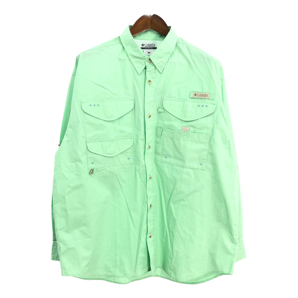 Columbia コロンビア PFG フィッシングシャツ アウトドア ライトグリーン (メンズ L) 中古 古着 R2153拍卖