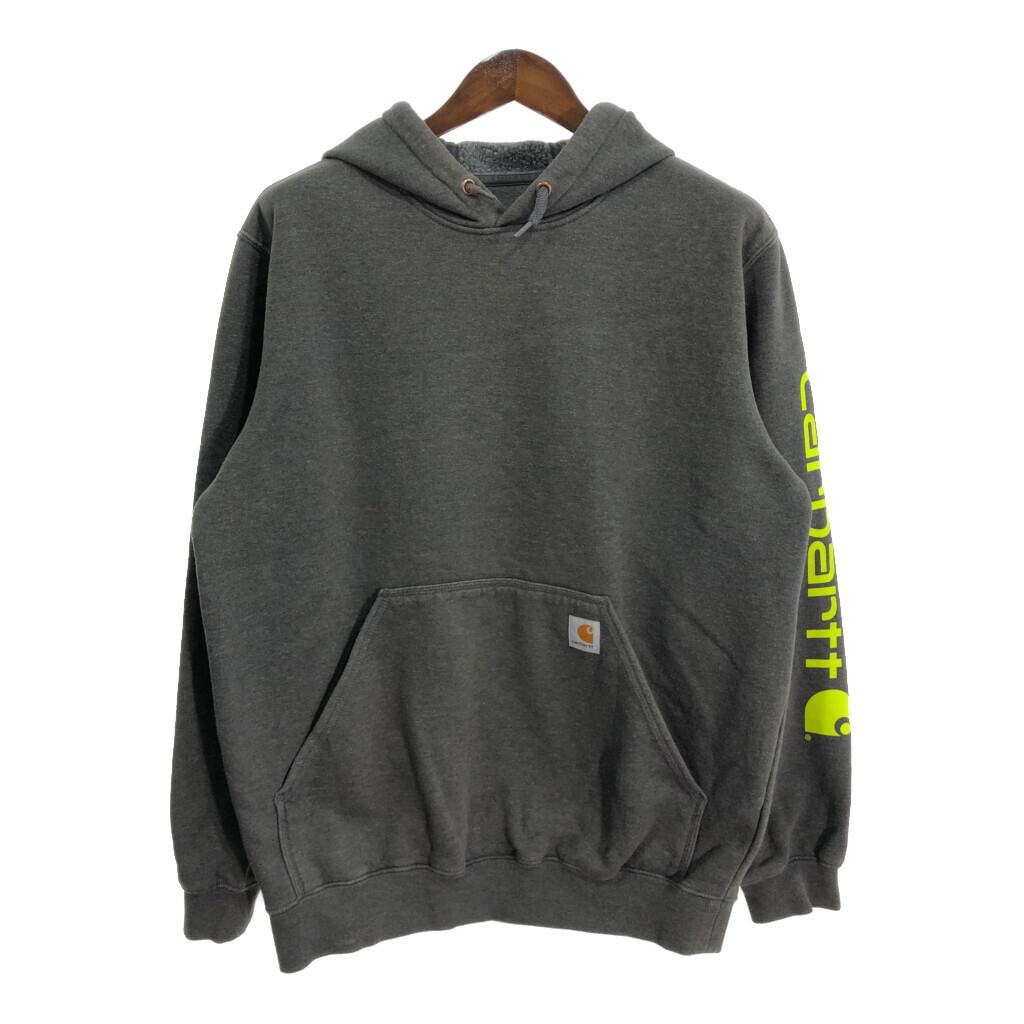 Carhartt カーハート スウェット パーカー 袖プリント グレー (メンズ M) 中古 古着 R2935拍卖