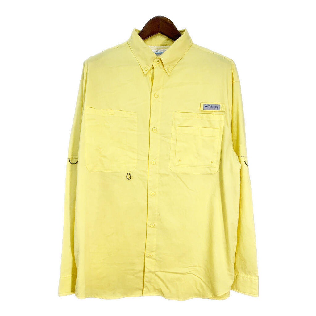 Columbia コロンビア PFG ボタンダウン フィッシングシャツ アウトドア イエロー (メンズ L) 中古 古着 R4140拍卖