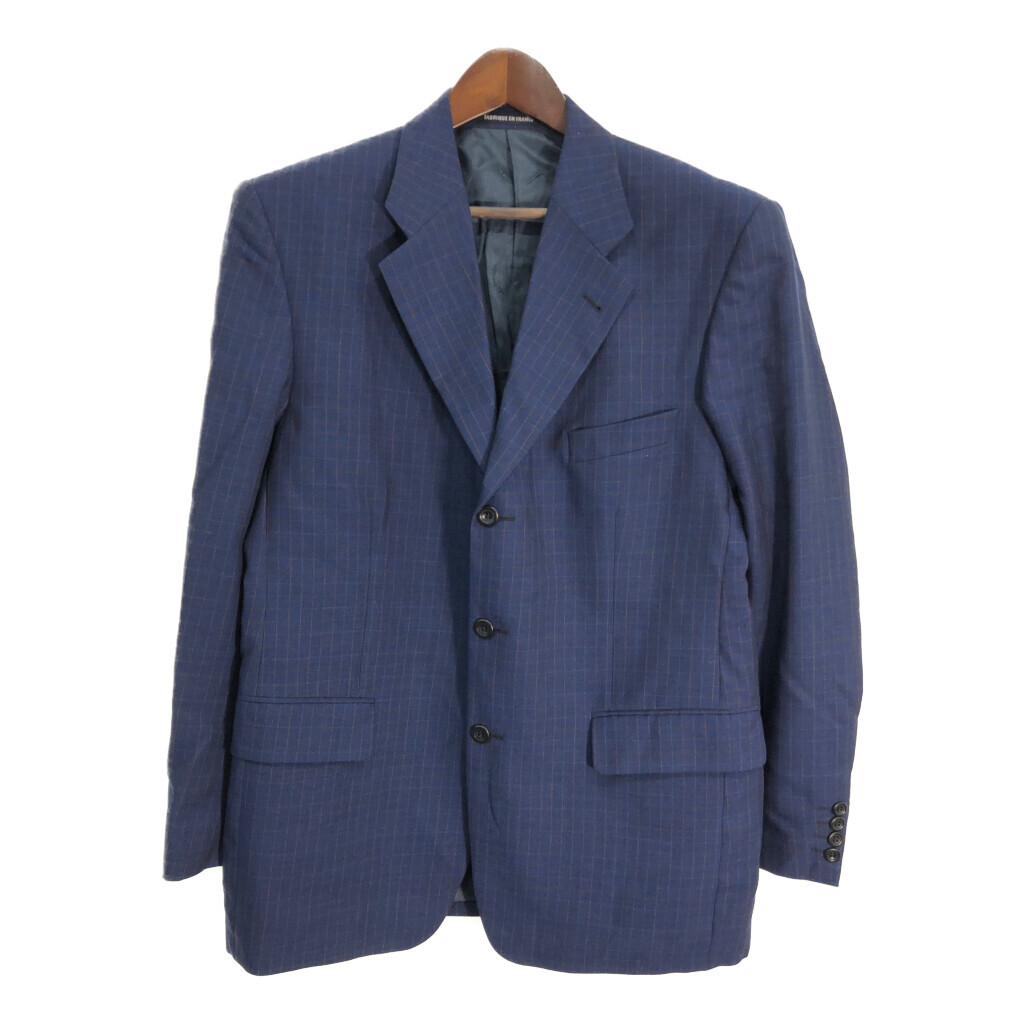 YVES SAINT LAURENT イヴ サンローラン テーラードジャケット グラフチェック ネイビー (メンズ 52) 中古 古着 R4432拍卖