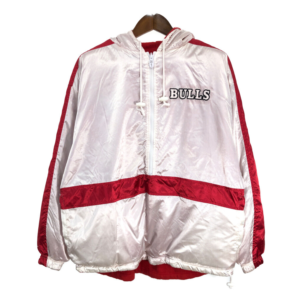 90年代 Reebok リーボック NBA シカゴ・ブルズ ハーフジップ リバーシブル パーカージャケット プロチーム (メンズ L) 中古 古着 R4443拍卖