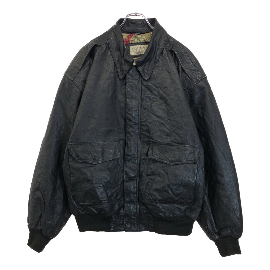 90年代 JOSHUA ROSS レザージャケット ブラック(メンズ XL)中古 古着 V1887拍卖