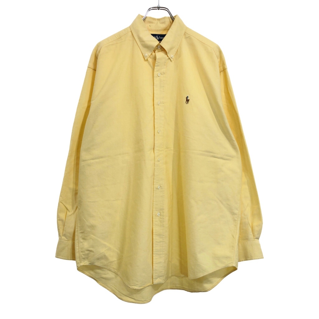 RALPH LAUREN ラルフローレン BLAKE ボタンダウン 長袖シャツ イエロー(メンズ L)中古 古着 V1997拍卖