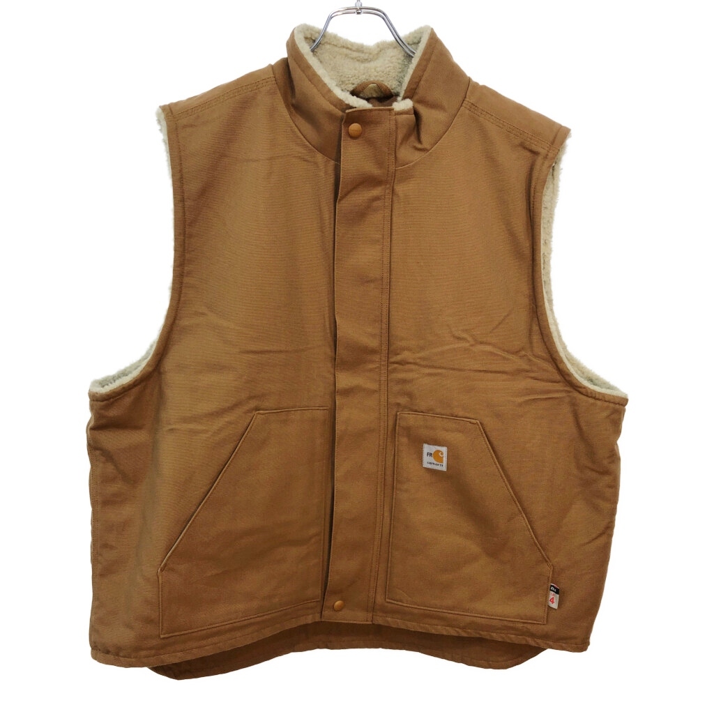 Carhartt FR カーハートFR ダックワークベスト 大きいサイズ ブラウン(メンズ 2XL)中古 古着 V2144拍卖